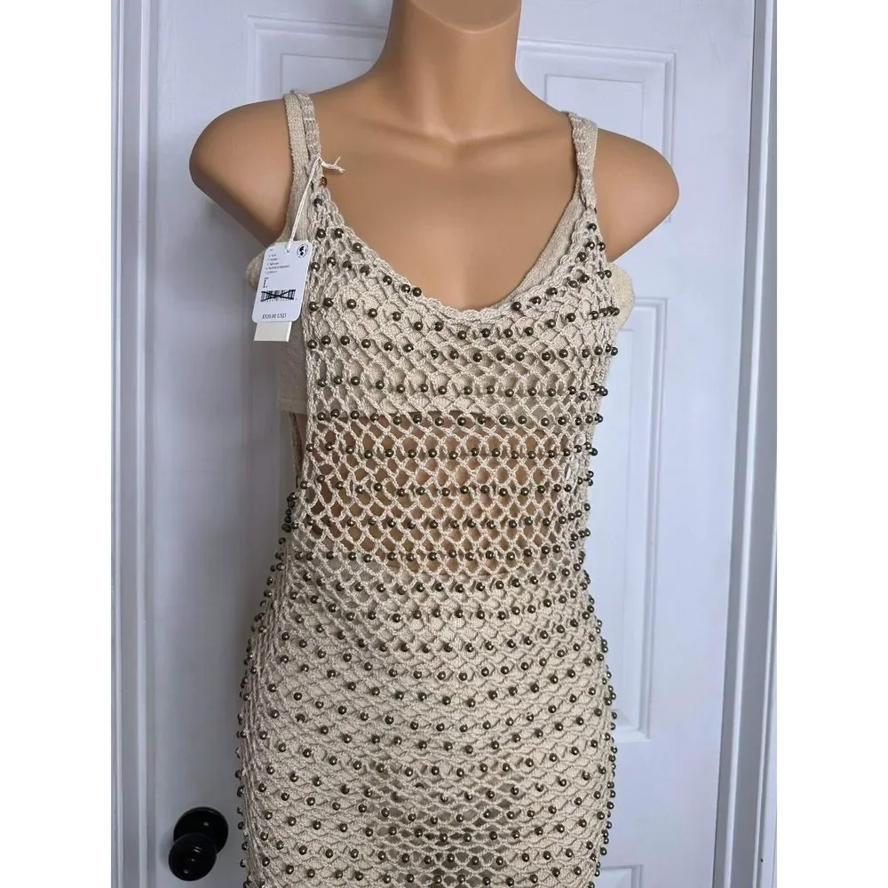 Free People Beige Crochet Fringe Maxi Dress - Picture 4 of 5
